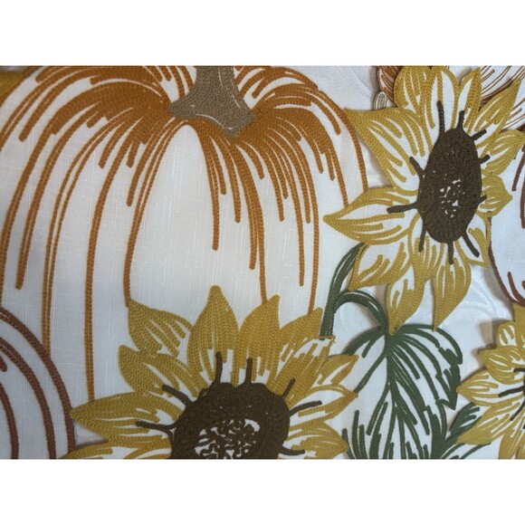 Table Runner Embroidered Pumpkins Sunflowers Polyester  70” Fall - Picture 4 of 7